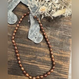 GSJ Chocolate Pearl Necklace with Sterling Clasp & Extender